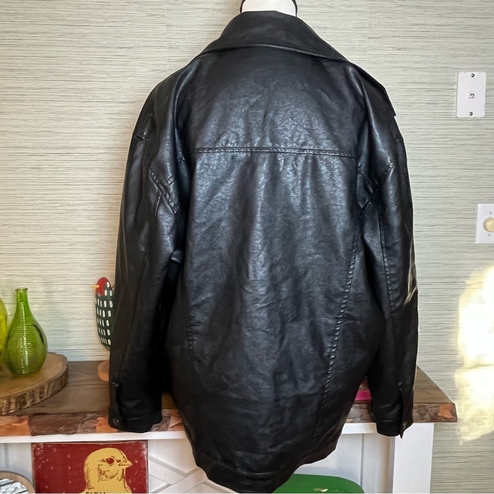 Princess Polly Next In Line Faux Leather Biker Jacket Black Moto Oversized S/M - Picture 7 of 11